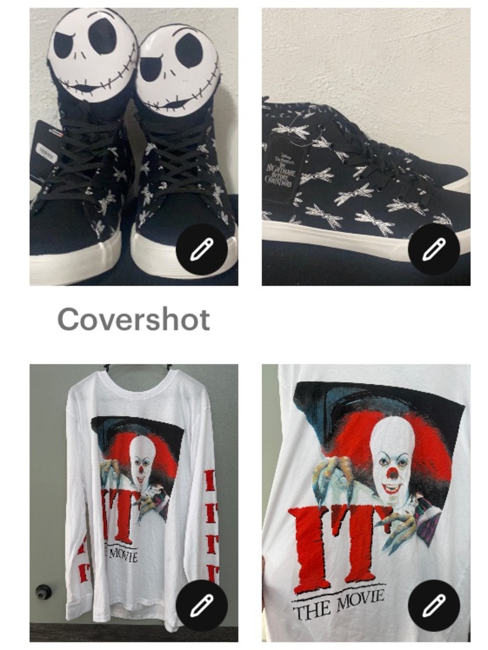 💀Hi-Tops 14w Nightmare before X-Mas+long sleeved IT tee NWT